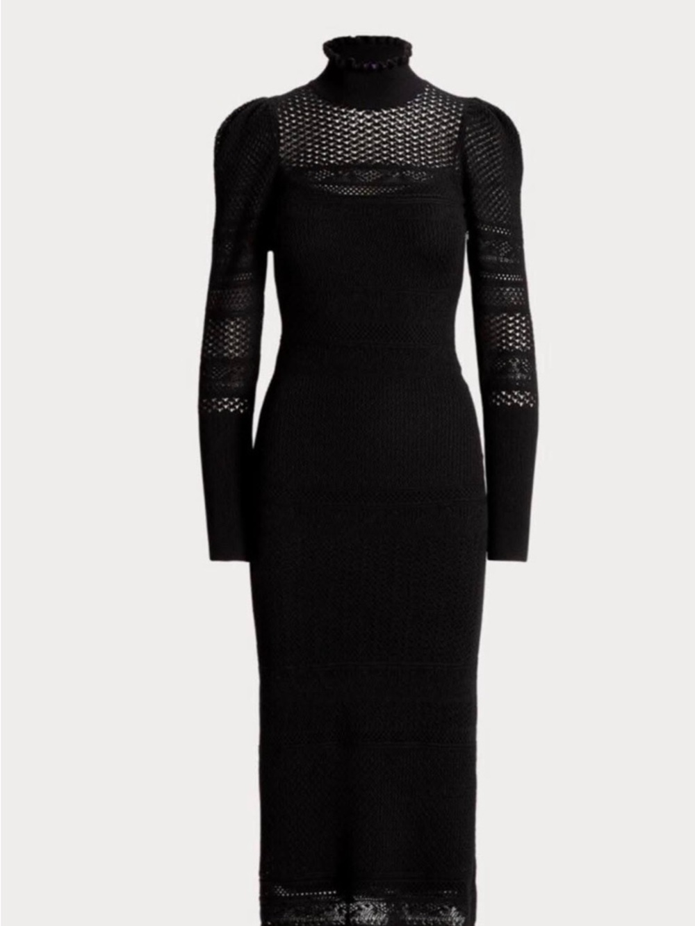 Ralph Lauren Collection Cashmere Silk Knit Long Sleeve Turtleneck Midi Dress